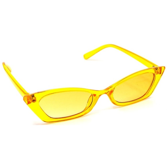 Eclectic Betty Accessories - Yellow Slim Cat Eye Translucent Sunglasses W/Case